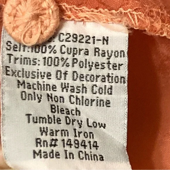 Johnny Was Pandora Long Sleeve Tunic Blouse Peasant Tangerine Orange Size Medium - Picture 5 of 10